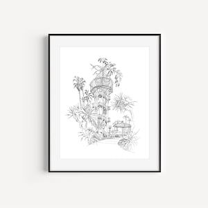 San Diego, Paradise Point, California Travel Gift Ideas, Wedding Gift, Venue Illustrations, Print of Original Pen and Ink Drawing
