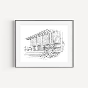ASU Graduation Gift SALE, Hayden Library, Arizona State University, Tempe, ASU Alumni Gift, Tempe Art Prints, Plein Air Pen & Ink Drawing