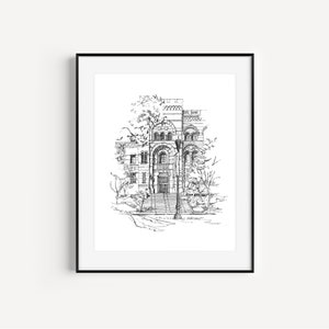 UCLA graduation gift SALE, Kaplan Hall Drawing, University of California, Los Angeles, Drawing Prints, Plein Air Pen and Ink Campus Sketches