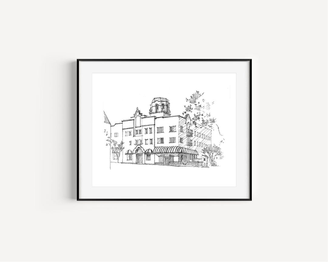 Hotel Laguna Print, Laguna Beach Pen and Ink Drawing, California Travel ...