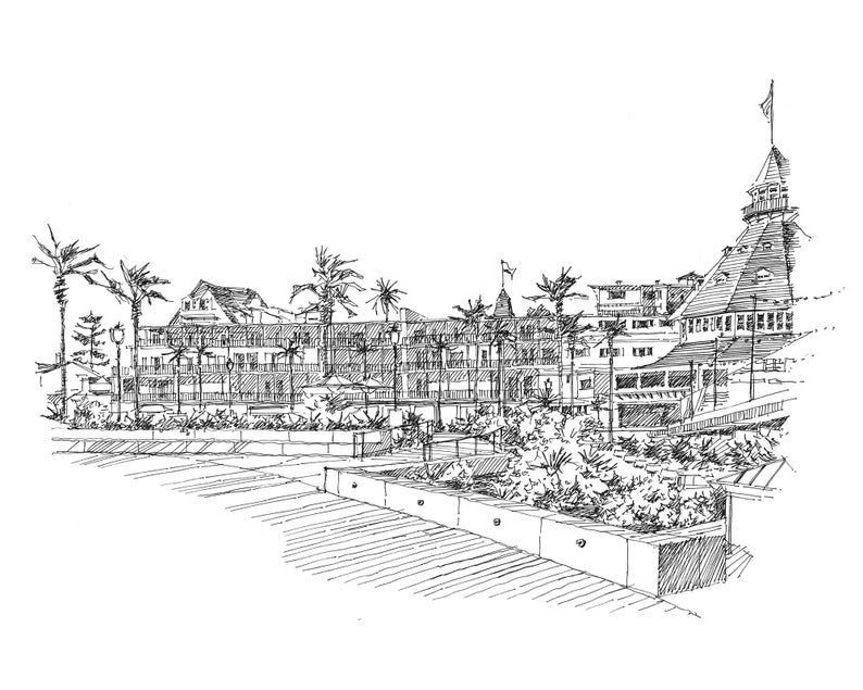 Hotel Del Coronado, California Prints, Wedding Gift Ideas, Pen and Ink ...
