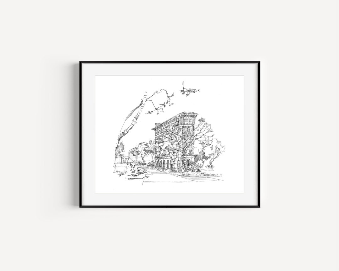 Culver Hotel Art Print, Pen and Ink Drawing, Culver City Landmark - Etsy