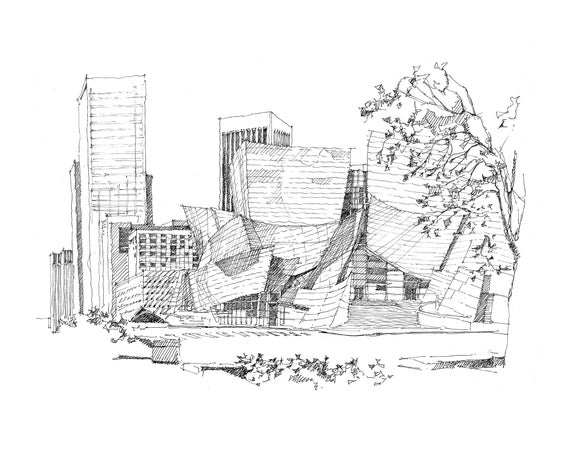 Sandow Birk | Disney Concert Hall Downtown (2021) | Artsy