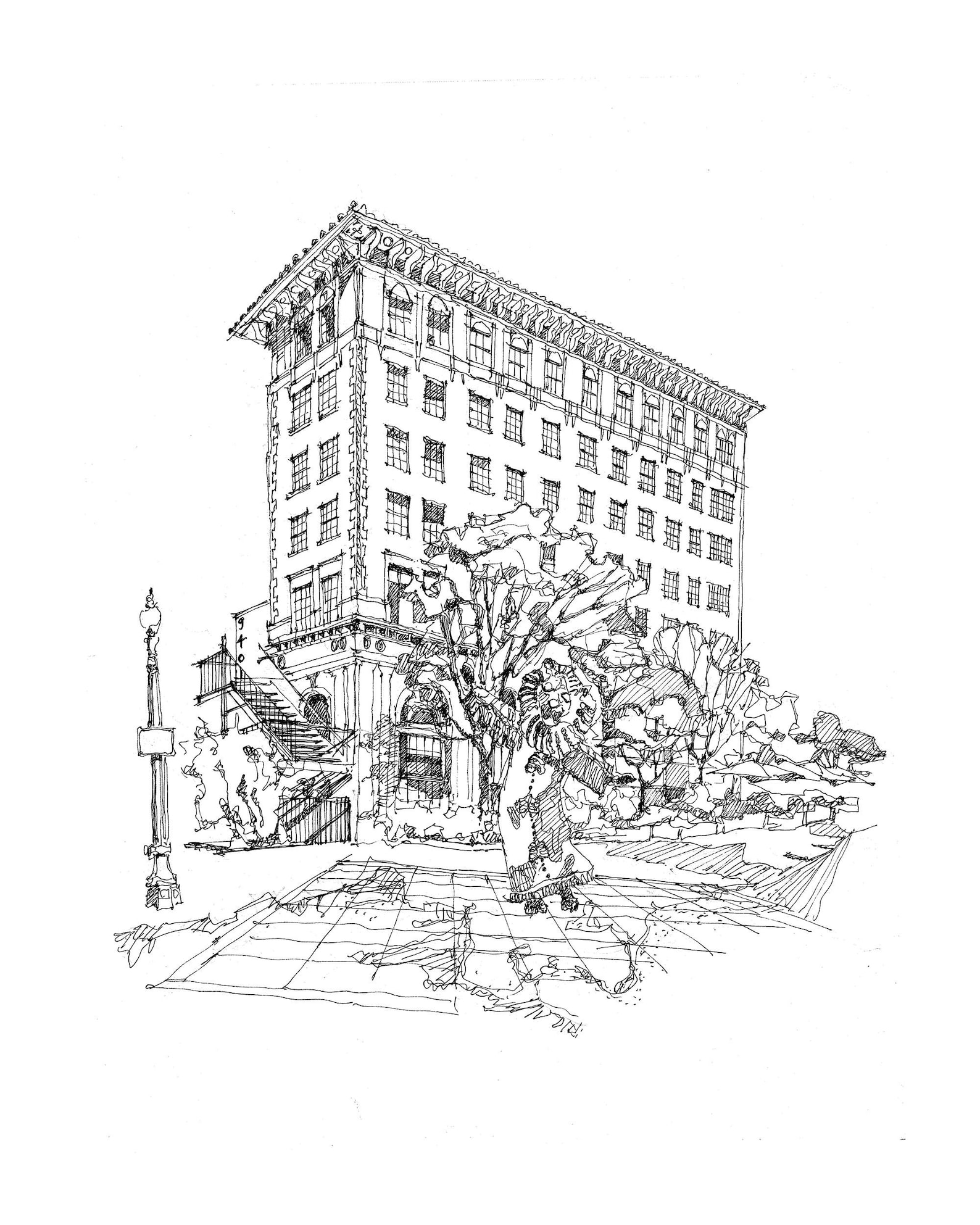 The Culver Hotel Art Print, Pen and Ink Drawing, Culver City California ...