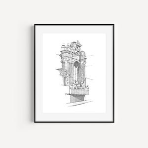 The Los Angeles Theatre, Downtown Los Angeles, California Gifts, Iconic LA, Pen and Ink Drawing, Gift for Theatre Lover, Broadway Gifts