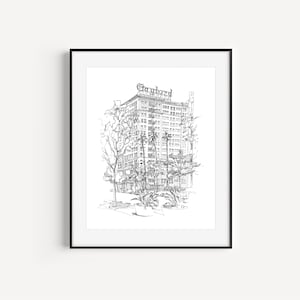 Gaylord Building, Koreatown, Los Angeles, California, Plein Air Pen and Ink Drawing, Fine Art Prints, LA Landmarks & Architecture, LA Gifts