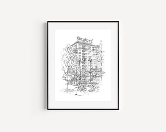 Gaylord Building, Koreatown, Los Angeles, California, Plein Air Pen and Ink Drawing, Fine Art Prints, LA Landmarks & Architecture, LA Gifts