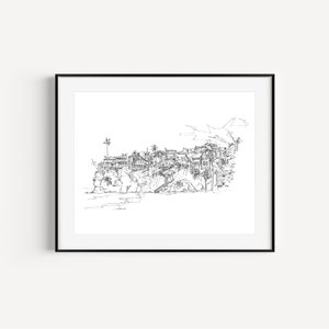 One Thousand Steps Beach, Laguna Beach Travel Gift, California Art Prints, Pen and Ink Drawings, Gift for Wedding, Paper Anniversary Gift