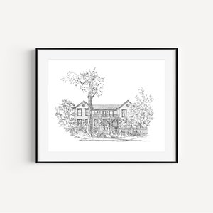 MacArthur Place, Sonoma, California Art, Historic Houses, Wine Country Gifts, Print of Original Plein Air Pen and Ink Drawing