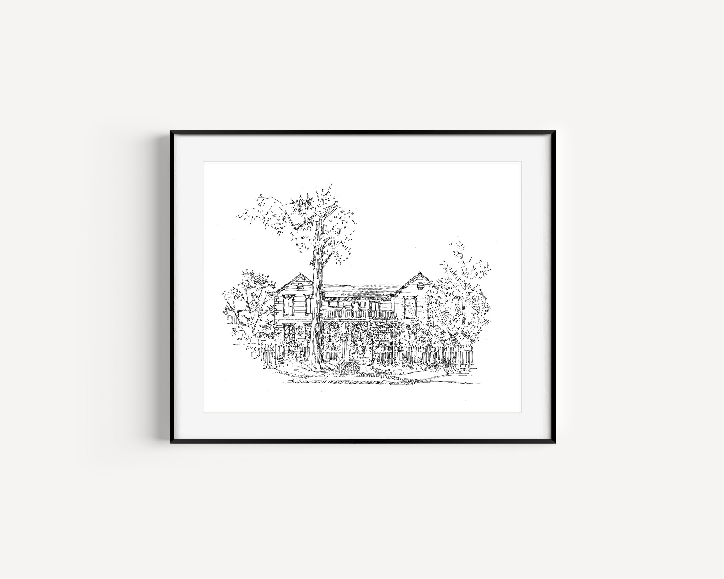 MacArthur Place, Sonoma, California Art, Historic Houses, Wine Country Gifts, Print of Original Plein Air Pen and Ink Drawing