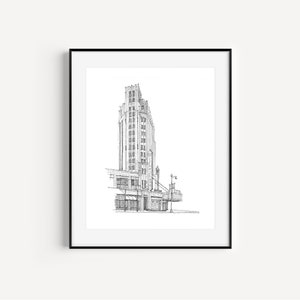 Wiltern Center Theatre, Koreatown, Los Angeles, California Prints, Plein Air Pen and Ink Drawing, Art Deco Architecture, LA Landmarks