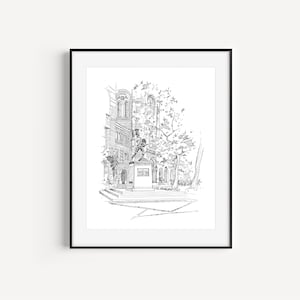 OFFERTA regalo di laurea USC, Università della California del Sud, disegno di Tommy Trojan e dell&#39;edificio amministrativo Bovard, penna e inchiostro Plein Air