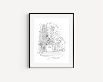 USC graduation gift SALE, University of Southern California, Tommy Trojan and Bovard Administration Building Drawing, Plein Air Pen and Ink