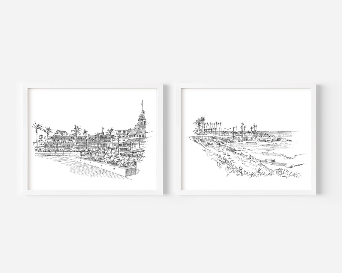 Hotel Del Coronado, California Prints, Wedding Gift Ideas, Pen and Ink ...