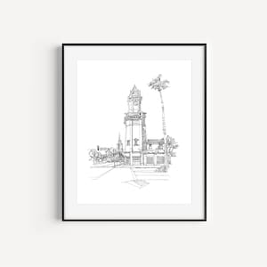 UCLA Graduation Gift SALE, Holmby Hall Sketch, Pen & Ink Drawing, Westwood Village, Plein Air Drawings, University of California Los Angeles