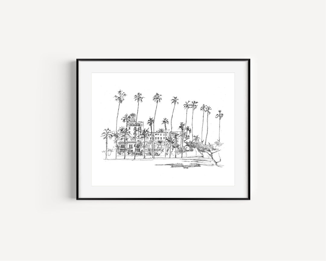 La Valencia Hotel, La Jolla, California Plein Air, Pen and Ink Drawing ...