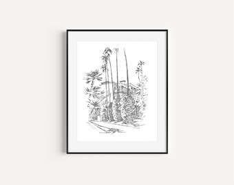 The Beverly Hills Hotel, Beverly Hills, CA, Travel California, LA Wall decor, Pen and Ink Drawing, California Pleinair, LA Landmark Hotels