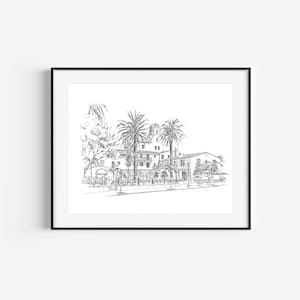 La Valencia Hotel, La Jolla, California, Gift Ideas for Wedding, Pen and Ink Drawing Print, La Jolla Landmarks, California Art