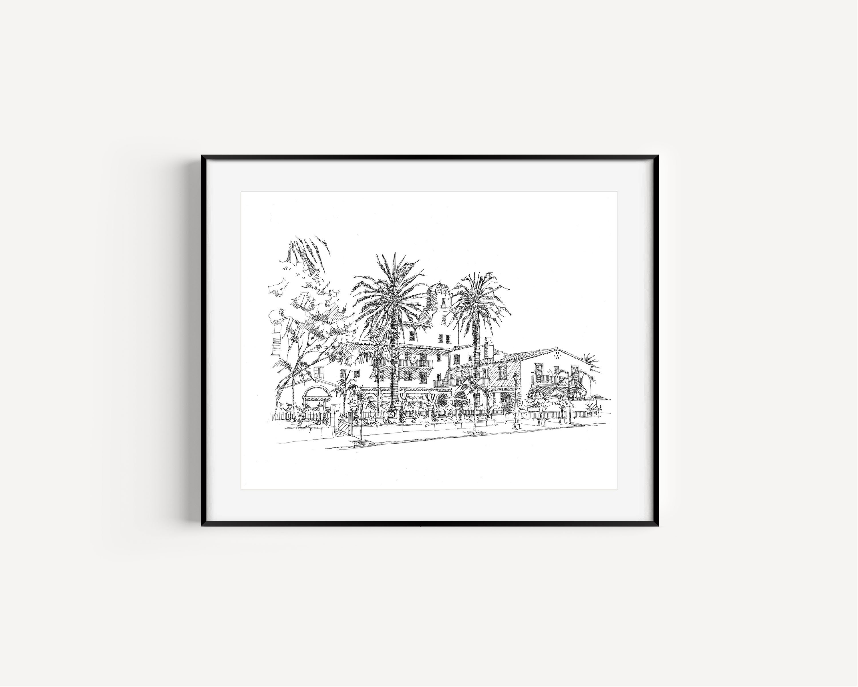 La Valencia Hotel Print, Pen and Ink Drawing, La Jolla California Art ...