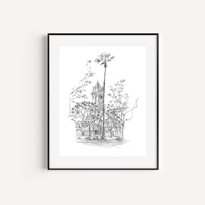UCLA Graduation Gift SALE, Westwood Village Sketches, University of California Los Angeles, Plein Air Pen and Ink Drawing