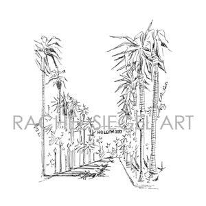 The Hollywood Sign, digitale download, iconisch Los Angeles, Californië Clip Art, trouwkaarten, monumenten CA, uitnodigingen, branding, journaling