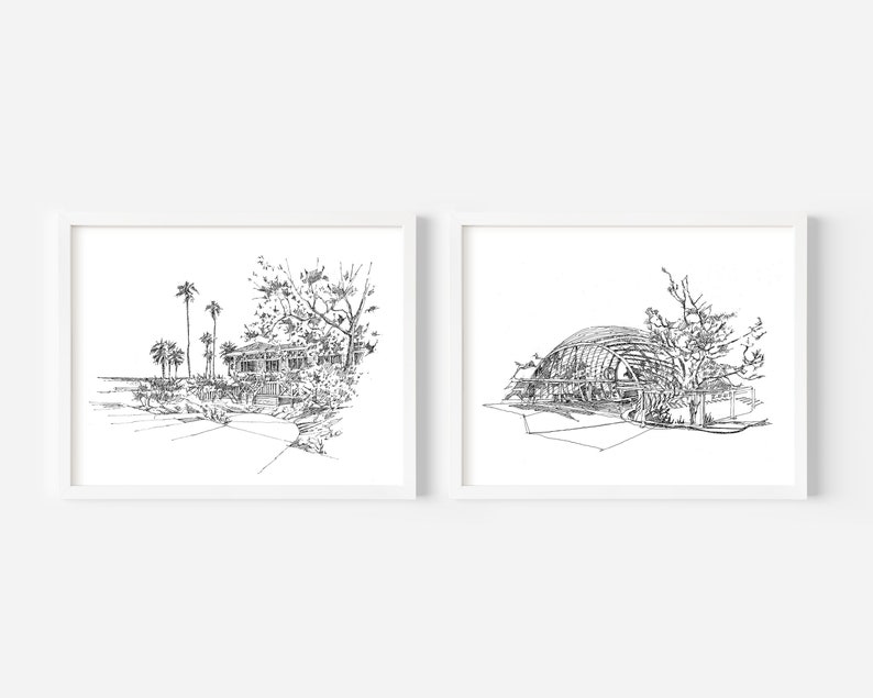Shutters at the Beach, Santa Monica, California Travel, Plein Air Pen and Ink Drawing, Oceanfront Hotels, LA icónico hoteles, Gift for Wedding imagen 4