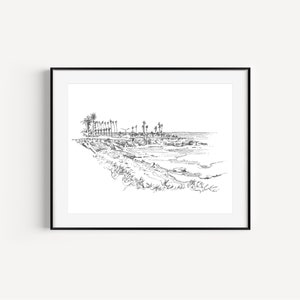 La Jolla Cove, California Art, San Diego Gift Ideas, Pen and Ink Drawing Prints, Beach and Ocean Sketches, Wedding Gifts, CA Travel Souvenir
