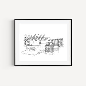 LACMA, Los Angeles, California, Museum Sketches, Art Prints, Plein Air Pen and Ink Drawing, Los Angeles Landmarks