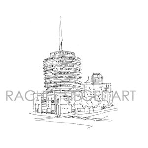Capklemme, kultig Hollywood, Digitale Datei, Kalifornien Clip Art, Hochzeit Karten, Los Angeles Wahrzeichen, Einladungen, branding, journaling