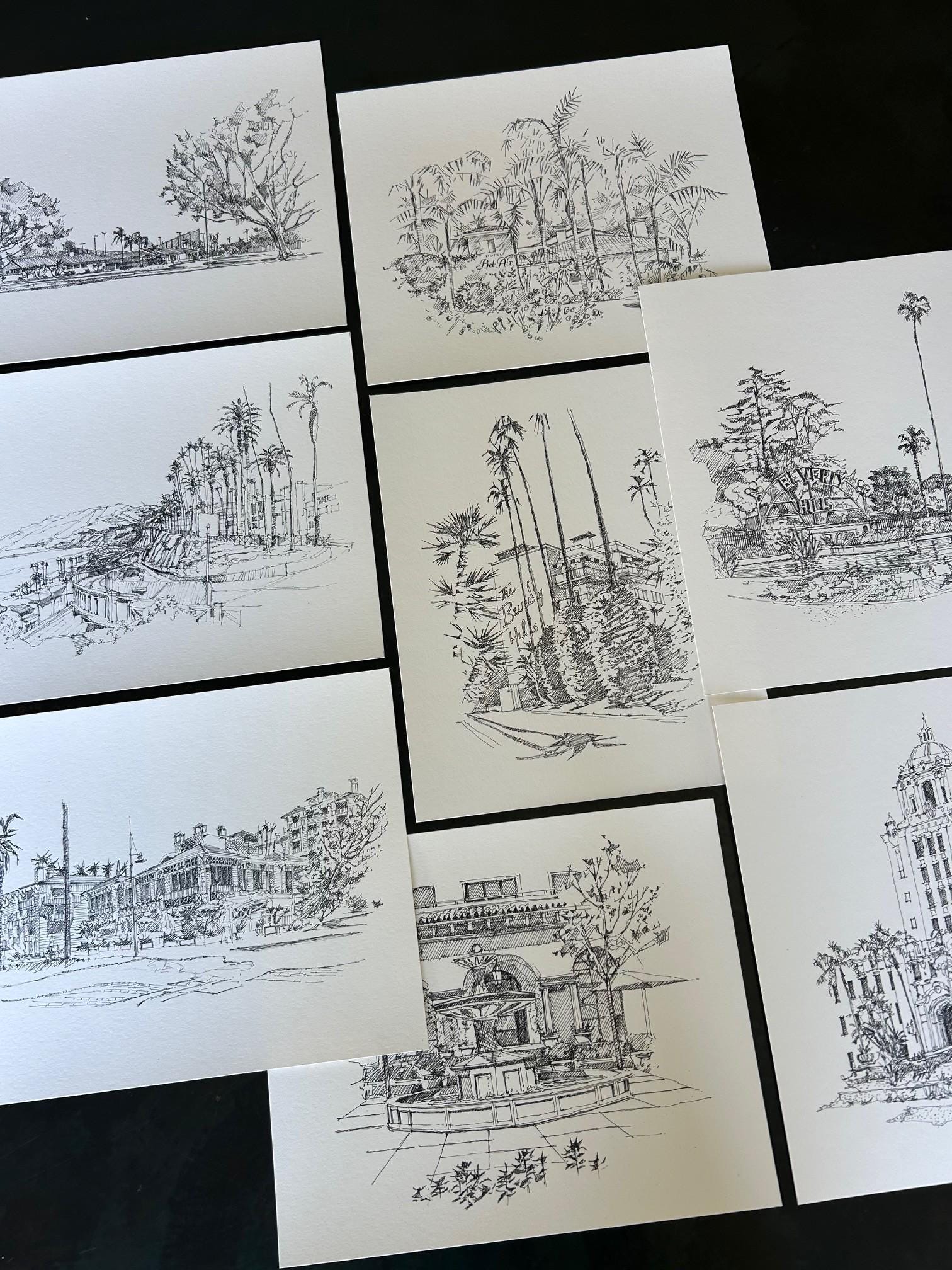 Hotel Bel-air, California, Print of Pen and Ink Drawing, LA Gifts, Los ...