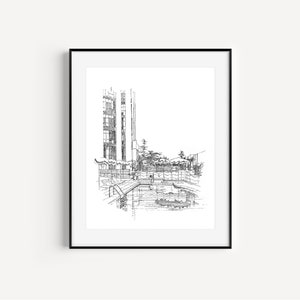 Sunset Tower, West Hollywood, Los Angeles Hotels, California Travel, LA Landmarks, Los Angeles Art Prints, Pen and Ink Drawing