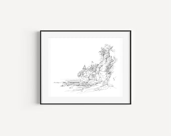 Fisherman's Cove, Laguna Beach, California, Print of Pen and Ink Drawing, California Travel, Gifts from Laguna Beach