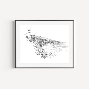 Laguna Beach Coastline, California, Prints of Original Plein Air Pen and Ink Drawing