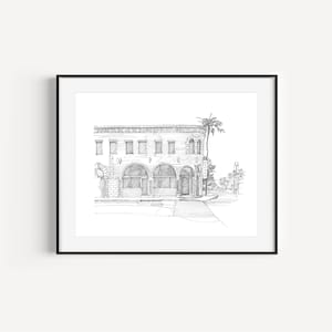 The Hull Building, Culver City Gifts, California Art Prints, Plein Air Pen and Ink Drawing, Architecture Sketch