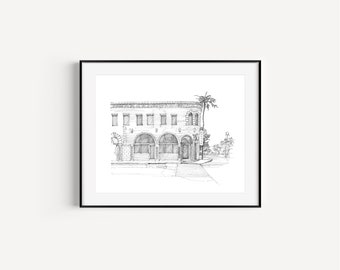 The Hull Building, Culver City Gifts, California Art Prints, Plein Air Pen and Ink Drawing, Architecture Sketch