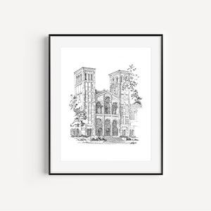 UCLA graduation gift SALE, Royce Hall Drawing, University of California Los Angeles, Plein Air Pen & Ink, Wall Art Prints, UCLA Alumni