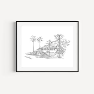 The Brockton Villa, San Diego, La Jolla, California Art Prints, Pen and Ink Drawing, La Jolla Travel Gifts