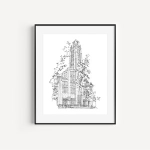 Bullocks Wilshire Building, Koreatown, Los Angeles Landmarks, California, Plein Air Pen and Ink Drawing