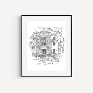 UCLA Graduation Gift SALE, Franz Hall Drawing, Pen and Ink Plein Air, Architecture Sketch, University of California, LA, Campus Prints