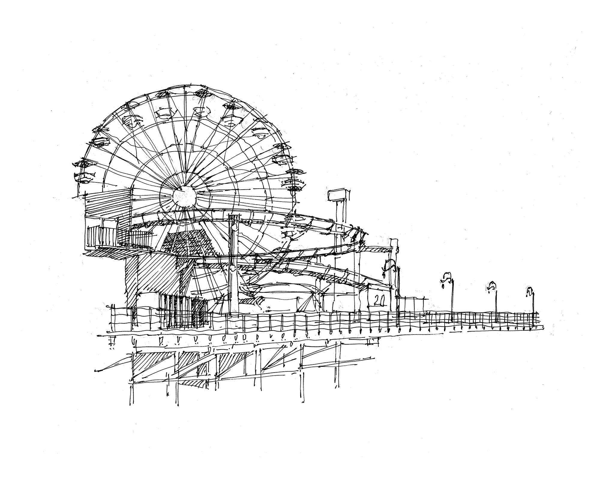 Pacific Wheel Santa Monica Pier Iconic California Art Etsy