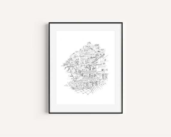 Positano, Amalfi Coast, Italy, Travel Drawing, Gifts From Italy, Pen and  Ink Drawing, Italy Vacation 