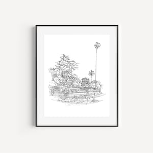 The Beverly Hills Sign, Gifts From Beverly Hills, California Travel, LA Gifts, Los Angeles Wall Art, Plein Air Pen and Ink Drawing