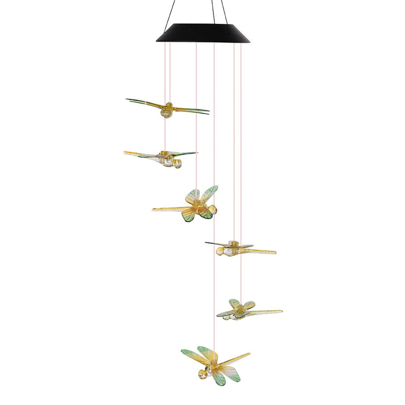 Green Dragonfly Solar Wind Chimes Outdoor Color Changing Etsy