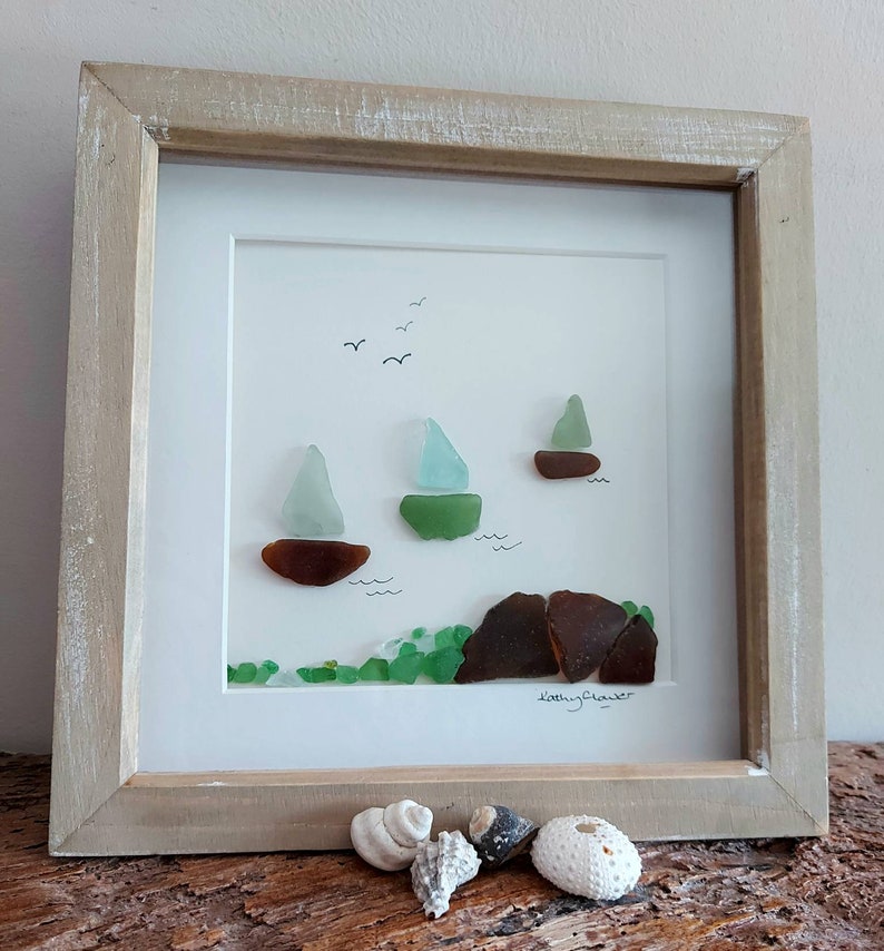 Sea glass Sail Boats Sea glass Boats Nautical Art Marine Etsy