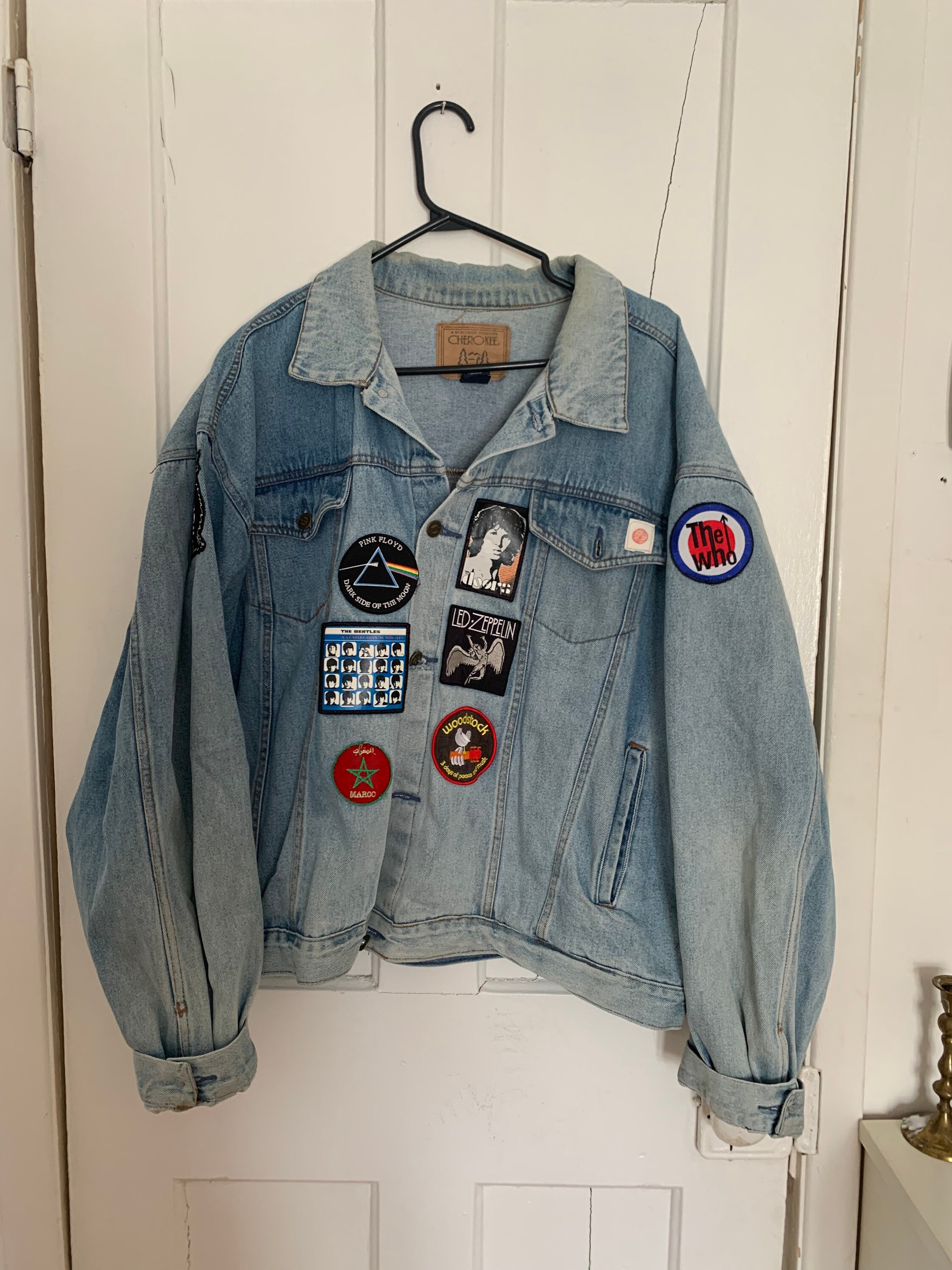 denim jacket with rock patches