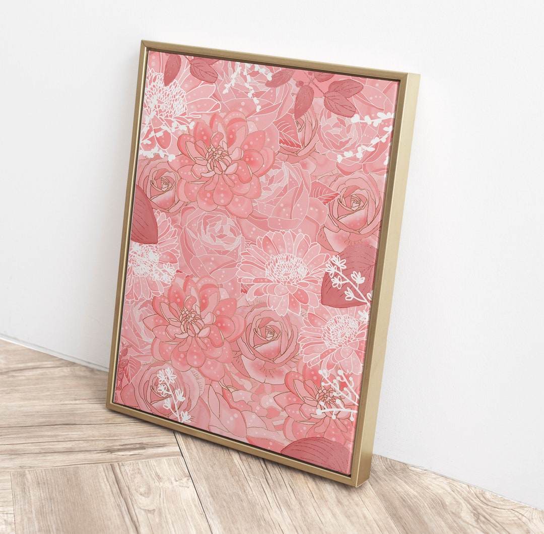 Floral Art Print, Peach Pink Floral Art Print, Botanical Art Print