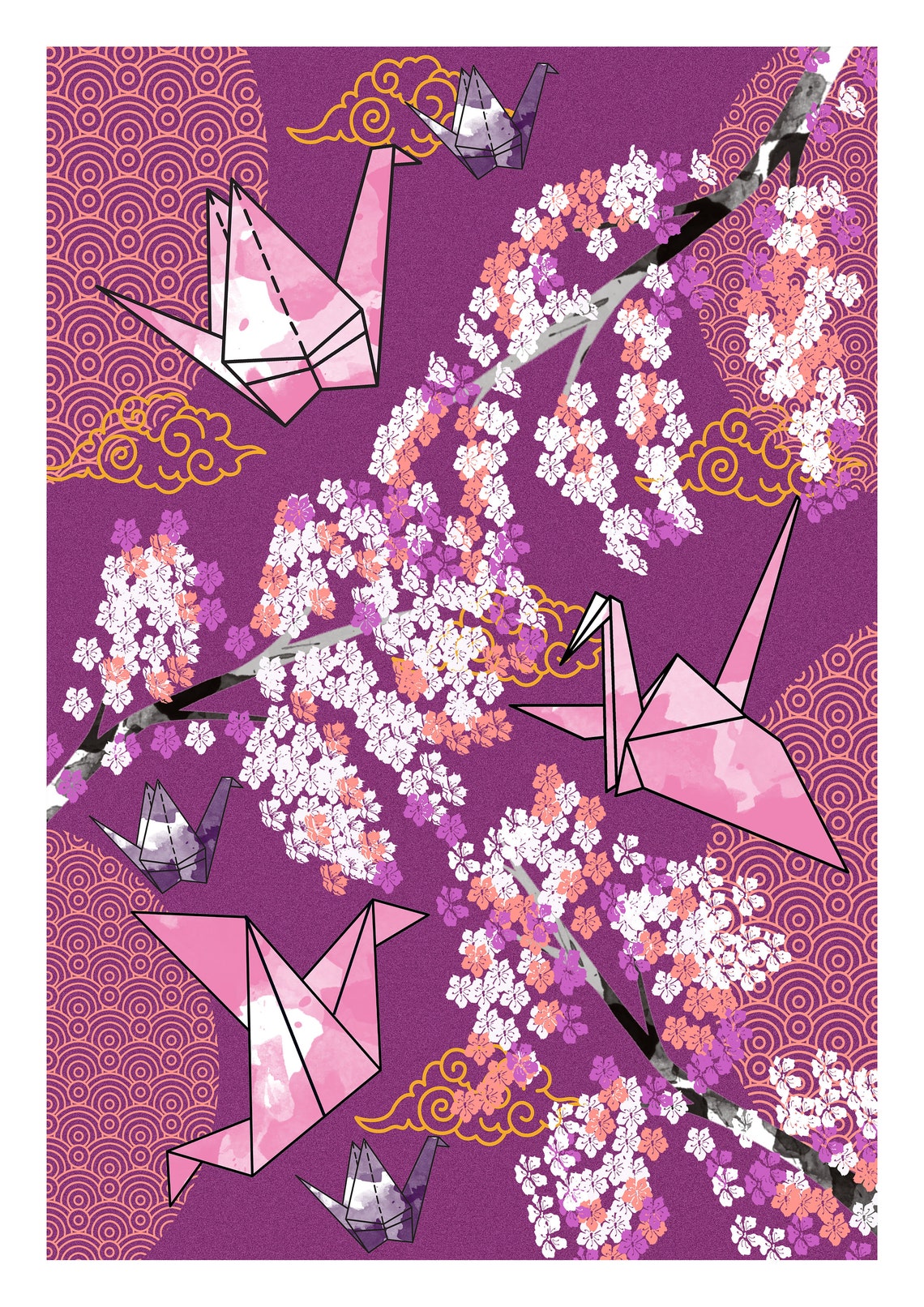 Japanischer Papierkran Wandkunst Papier kranich Dekor Papier Etsy