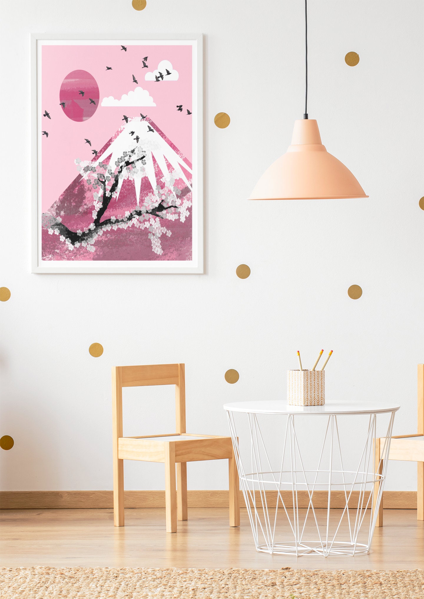 Oriental wall art oriental art print pink Japanese wall art Etsy