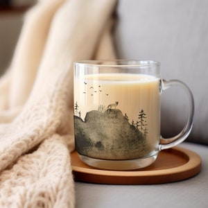 Fox Mountain Glass Mug, Clear Coffee Cup