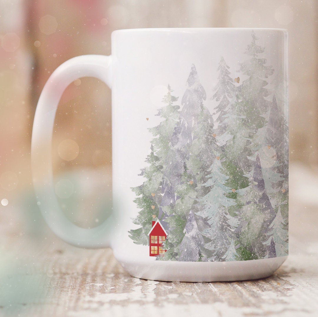 Cottage Coffee Mug, Scandinavian Cup ("loveland Forest" Day Mode) - Etsy